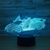 Cool Super Car Acrylic 3D Lamp 7 Color Change Small Night Light Baby Color lights LED USB Desk lamp Atmosphere Night Decor lamp 3D visual creative lamp is an innovative artistic atmosphere lightoptical acrylic light guide plate engraving a variety of 2D g