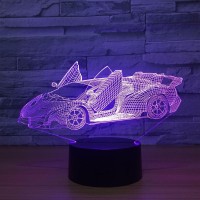 Cool Super Car Acrylic 3D Lamp 7 Color Change Small Night Light Baby Color lights LED USB Desk lamp Atmosphere Night Decor lamp 3D visual creative lamp is an innovative artistic atmosphere lightoptical acrylic light guide plate engraving a variety of 2D g