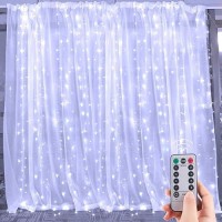 Brightown Hanging Window Curtain Lights 98 Feet Dimmable Connectable With 300 Led Remote 8 Lighting Modes Timer For Bedroom