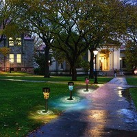 Sunwind Solar Garden Lights Outdoor Decorative Mosaic Glass Pathway Lights White Led Solar Landscape Lights Waterproof For Lawn Path Patio Yard Walkway