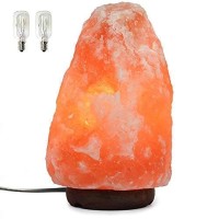 7 Inch Himalayan Salt Lamp With Dimmer Cord - Night Light Natural Crystal Rock Classic Wood Base Authentic From Pakistan