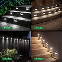 Jsot Solar Lights Outdoor For Deck,Waterproof Solar Garden Lights Decorative Outside Lamp For Walkway,Fence Post,Backyard,Railing,Wall,Pool,Step,Stairs 8 Lights Cool White