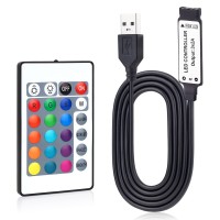 Rgbzone 5V Usb Rgb Led Controller, 24-Keys Ir Wireless Remote, 1M(3.3Ft) 4-Pin Led Controller, 5050 2835 5630 Led Strip Lights Controller