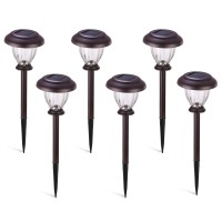 Sunwind Solar Pathway Lights Outdoor Waterproof Glass Landscape Lights 6-Pack Warm White Led For Garden,Path,Patio Yard,Walkway And Driveway (Bronze Metal)