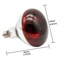 Fengrun Infrared Heating Lamp Light Bulb 250Watt Dark Red Hard Explosion-Proof Glass For Chicken Farm, Pig Farm, Pets, Warming Bulbs Bathroom Winter(125X183Mm,120V)