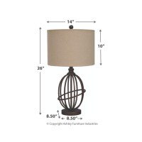 Signature Design By Ashley 2588 Manasa Metal Table Lamp Light Brown