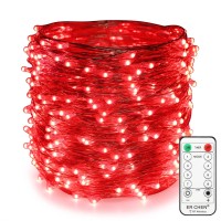 Er Chen Red Fairy Lights Plug In, 99Ft 300 Led Starry String Lights Dimmable With Remote Control, Copper Wire Indoor/Outdoor Decorative Lights For Bedroom, Patio, Garden, Yard, Party (Red)