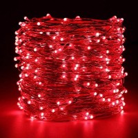 Er Chen Red Fairy Lights Plug In, 99Ft 300 Led Starry String Lights Dimmable With Remote Control, Copper Wire Indoor/Outdoor Decorative Lights For Bedroom, Patio, Garden, Yard, Party (Red)