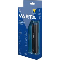 Varta Night Cutter F20R-Rechargeable Premium Torch, Includes Micro Usb Charging Cable, 4 Modes, 400 Light Intensity, Aluminum, Black, Blue, F20R-400 Lumens