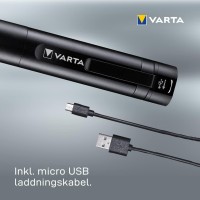 Varta Night Cutter F20R-Rechargeable Premium Torch, Includes Micro Usb Charging Cable, 4 Modes, 400 Light Intensity, Aluminum, Black, Blue, F20R-400 Lumens