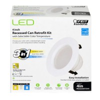 Feit Ledr4/4Wyca 540 Lumen 4 Inch Dimmable Retrofit Kit - 3-In-1 - 3000/4000/5000K