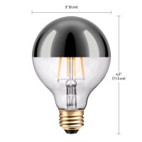 Globe 35W 120V G25 Dimmable LED Filament Light Bulb 40W Equivalent Chrome Tip Medium Base Bulb 2200K 320 Lumens 15000 Hours