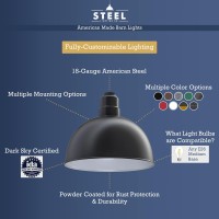 Steel Lighting Co. Rose Bowl Pendant | Ceiling Mounted Light | 15 Inch Dome | 12 Inch Stem | Heavy Duty Steel Farmhouse Barn Style Made In America | Green Exterior/White Interior