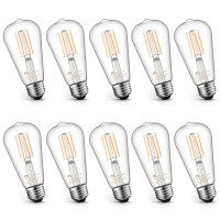 Mastery Mart Dimmable Vintage E26 Led Light Bulb, 2700K Soft White 5.5W (60 Watt Equivalent), Glass St21 Antique Edison Style, 500Lm, Decorative Filament Bulb, Ul And Energy Star, 10 Pack