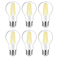 Ascher 60 Watt Equivalent, E26 Led Filament Light Bulbs, Daylight White 4000K, Non-Dimmable, Classic Clear Glass, A19 Light Bulb With 80+ Cri, 6-Pack