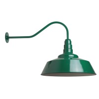 Steel Lighting Co. Redondo Barn Light | Outdoor Wall Mounted | 20 Inch Dome | 23 Inch Gooseneck | Large Farmhouse Warehouse Light Made In America | Green Exterior/White Interior