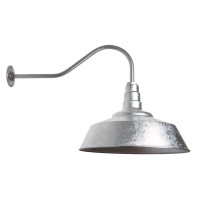 Steel Lighting Co. Redondo Barn Light | Outdoor Wall Mounted | 20 Inch Dome | 23 Inch Gooseneck | Large Farmhouse Warehouse Light Made In America | Galvanized Exterior/Galvanized Interior