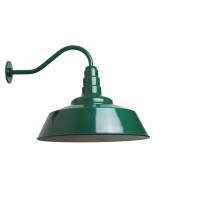 Steel Lighting Co. Redondo Barn Light | Outdoor Wall Mounted | 20 Inch Dome | 16 Inch Gooseneck | Large Farmhouse Warehouse Light Made In America | Green Exterior/White Interior