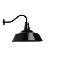 Steel Lighting Co. Redondo Barn Light | Outdoor Wall Mounted | 20 Inch Dome | 16 Inch Gooseneck | Large Farmhouse Warehouse Light Made In America | Black Exterior/White Interior