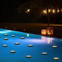 Lacgo 12 Pcs Floating Lotus Lights Artificial Led Lotus Waterproof Battery Operated Water Activated Color Changing Fake Lily P