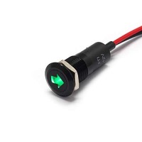 Mounting Cut Hole 12mm 12 Head Diameter 1580mm 062 Bulb Type LED LED Color Green Lamp Voltage 12V DC Current Rating 15mA Wire Length 8Wire Gauge 18 Bezel ColorBlack Body Material Chrome Plated Copper Panel Thickness 110mm DescriptionSingle Arrow Not Polar