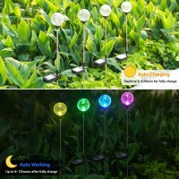 Solar Outdoor Lights - 6 Pack Crystal Cracked Glass Led Solar Garden Decorative Globe Light, Color-Changing Solar Stake Ball Light Auto On/Off, Solar Pathway Light For Landscape Patio Yard Lawn Decor