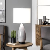 Watch Hill Whitney Glass & Metal Linen Shade Table Bedside Desk Lamp