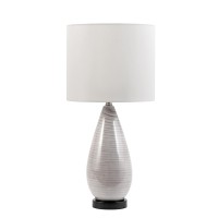 Watch Hill Whitney Glass & Metal Linen Shade Table Bedside Desk Lamp