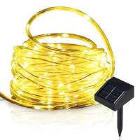 Lychee Solar Rope Lights Outdoor 16.5Ft 50Led Waterproof Solar Power String W/Light Outdoor Rope Lights Ideal For Home Garden Party Wedding Decoration (Warm White)