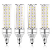 E12 Led Bulbs, 16W Led Candelabra Bulb 120 Watt Equivalent, 1400Lm, Decorative Candelabra Base E12 Corn Non-Dimmable Led Chandelier Bulbs Daylight Deluxe6000K Led Lamp, Pack Of 4