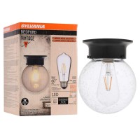 Sylvania Vintage Bedford Globe Light Fixture, Semi-Flush Mount , 1 60W Led Dimmable St19 Edison Bulb Included (75514)