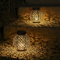 Solar Lanterns Outdoor Hanging Solar Lights Decorative Garden Lights Metal Waterproof Table Lamp For Patio Porch Backyard Pathwa