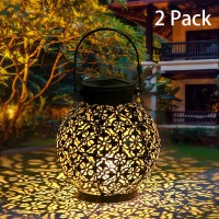 Solar Lanterns Outdoor Hanging Solar Lights Decorative Garden Lights Metal Waterproof Table Lamp For Patio Porch Backyard Pathwa