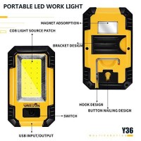 Warsun Led Work Light Rechargeable Magnetic Mechanic Light Portable Worklight For Camping Car Repairing 30W 1200 High Lumens Bright Yellow