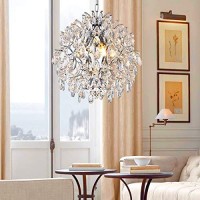 Bestier Modern Pendant Chandelier Crystal Raindrop Lighting Ceiling Light Fixture Lamp For Dining Room Bathroom Bedroom Livingro