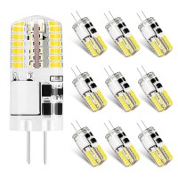 G4 Led Bulb Bi-Pin Base Light Bulb Lamps, 2W Ac/Dc 12V Daylight White 6000K, Equivalent To 20W Halogen Led, Non-Dimmable T3 Bi-Pin Base Energy Saving Led Bulb For Home Landscape.10 Count (Pack Of 1)