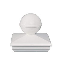 Cc Outdoor Living Set Of 2 Crisp White New England Ball Post Caps For 5X5 Fence Post