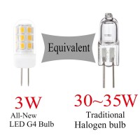 Xrzt 120V G4 Led Bulb Dimmable 30-35W Halogen Bulb Equivalent, Warm White 3000K 3W G4 Bi-Pin Base Led Bulb, 5-Pack