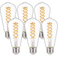 Bort 4.5W Vintage Led Edison Bulbs, St58/St19, Warm White 2700K, Antique Led Filament Light Bulbs, Dimmable, 40W Equivalent, 450Lm, E26 Standard Base, Clear Glass (4.5W-2700K-6Pack)