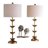 Safavieh Lighting Collection Lani Antique Gold Leaf 32Inch Bedroom Living Room Home Office Desk Nightstand Table Lamp Set Of 2