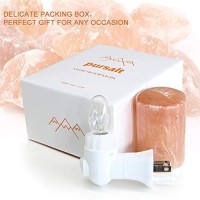 Pursalt Himalayan Salt Lamp Night Light Plug In, Hand Carved Salt Rock Night Light For Bedroom Bathroom Decoration And Lighting,Pink Crystal Rock Salt Cylinder-Shaped