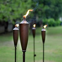 Garden Torches For Outside -Deco Home Pack Of 4 Metal Garden Torches Citronella Oil For Outdoor Ambiance - Decorative And Functional Citronella Torches For Patio, Lawn, And Backyard- Bronze