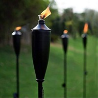 Garden Torches For Outside - Deco Home Pack Of 4 Metal Garden Torches Citronella For Outdoor Ambiance - Decorative And Functional Citronella Torches For Patio, Lawn, And Backyard-Black