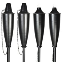 Garden Torches For Outside - Deco Home Pack Of 4 Metal Garden Torches Citronella For Outdoor Ambiance - Decorative And Functional Citronella Torches For Patio, Lawn, And Backyard-Black