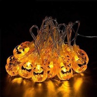 Senmao Home Decor Halloween String Lights With 30 Led Orange Lights 20Ft With Pumpkin Lights Halloween Lights Outdoor For Patio