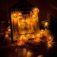 Senmao Home Decor Halloween String Lights With 30 Led Orange Lights 20Ft With Pumpkin Lights Halloween Lights Outdoor For Patio