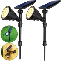 Jsot Solar Spot Lights Outdoor Waterproof,Outdoor Landscape Spotlights Flood Light For Pathway Path Driveway Backyard Decor 600 Lumen 18 Led Beads 2 Lighting Options