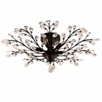 Seollight Vintage Large Crystal Branches Chandeliers Black Close To Ceiling Light Flush Mount Fixture With 5 Light 200W 315