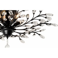 Seollight Vintage Large Crystal Branches Chandeliers Black Close To Ceiling Light Flush Mount Fixture With 5 Light 200W 315