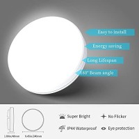 Airand 5000K Led Ceiling Light Flush Mount 18W 1650Lm Round Led Ceiling Lamp For Kitchen, Bedroom, Bathroom, Hallway, Stairwell, 9.5'', Waterproof Ip44, 80Ra, 150W Equivalent (Daylight White)Ͽ